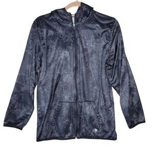 Xersion Black Quickdry Gray Black Print Full Zip Hoodie Boys Husky L 14/16
